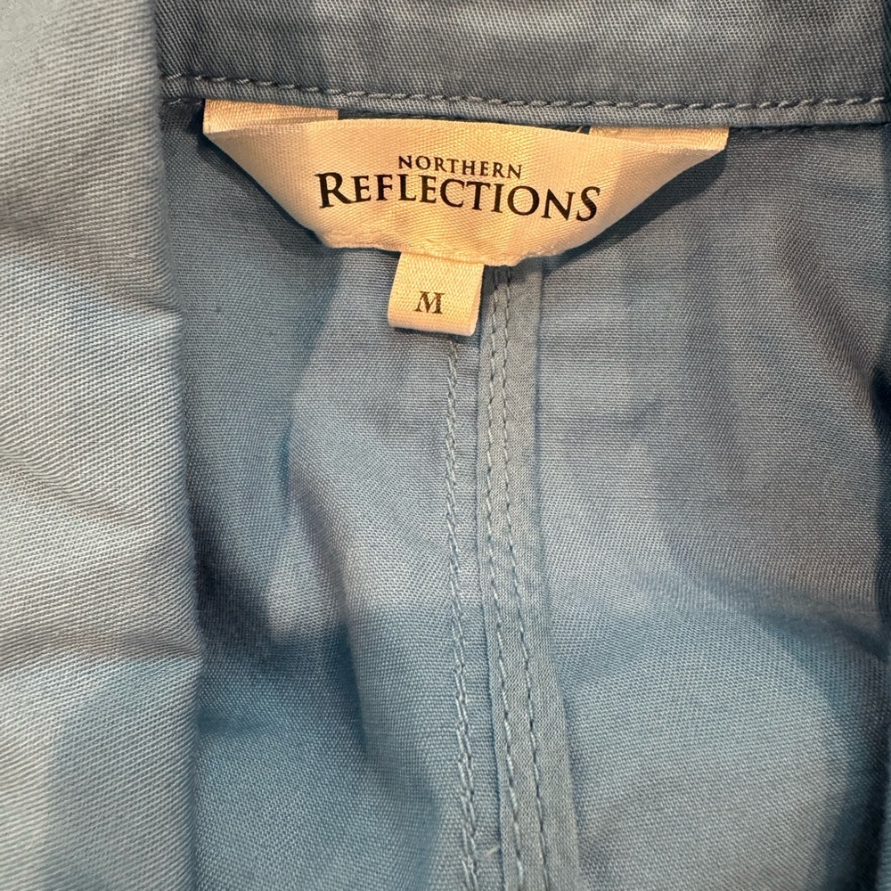 2/$20 Northern Reflections Blue Utility Jacket with Lace Accents 100% cotton M - Picture 4 of 12